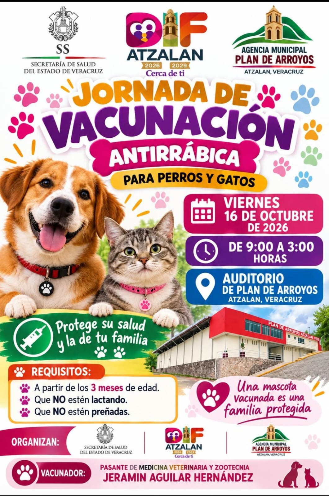 JORNADA DE VACUNACION ANTIRRABICA PARA PERROS Y GATOS