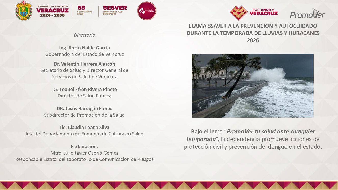 PREVENCIÓN Y AUTOCUIDADO DURANTE LA TEMPORADA DE LLUVIAS Y HURACANES 2026